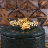 Nature-Inspired Vine-Wrapped 4-Prong Hexagon-Cut Citrine Engagement Ring